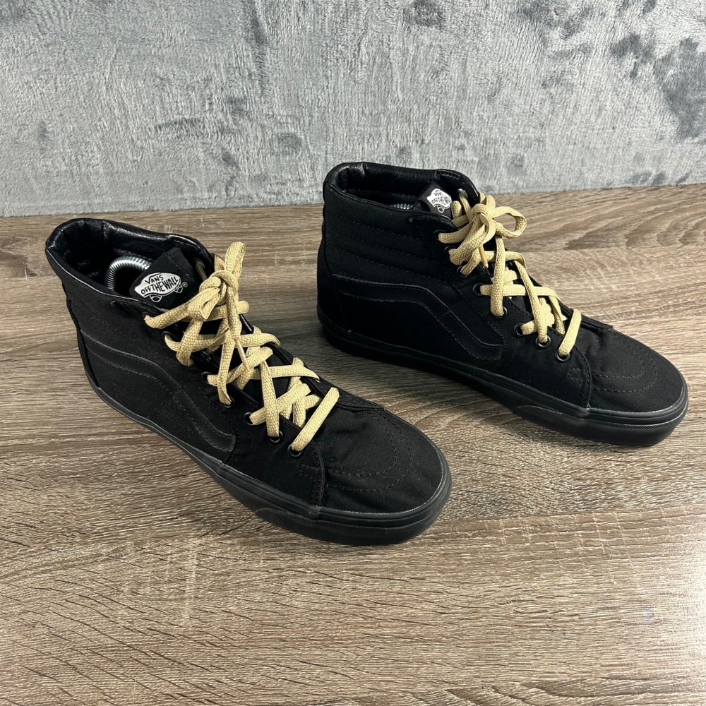 Vans SK8 Hi High Top Sneakers‎ Black Canvas Gum Sole Men 8 Women 9.5 Casual - Picture 5 of 8